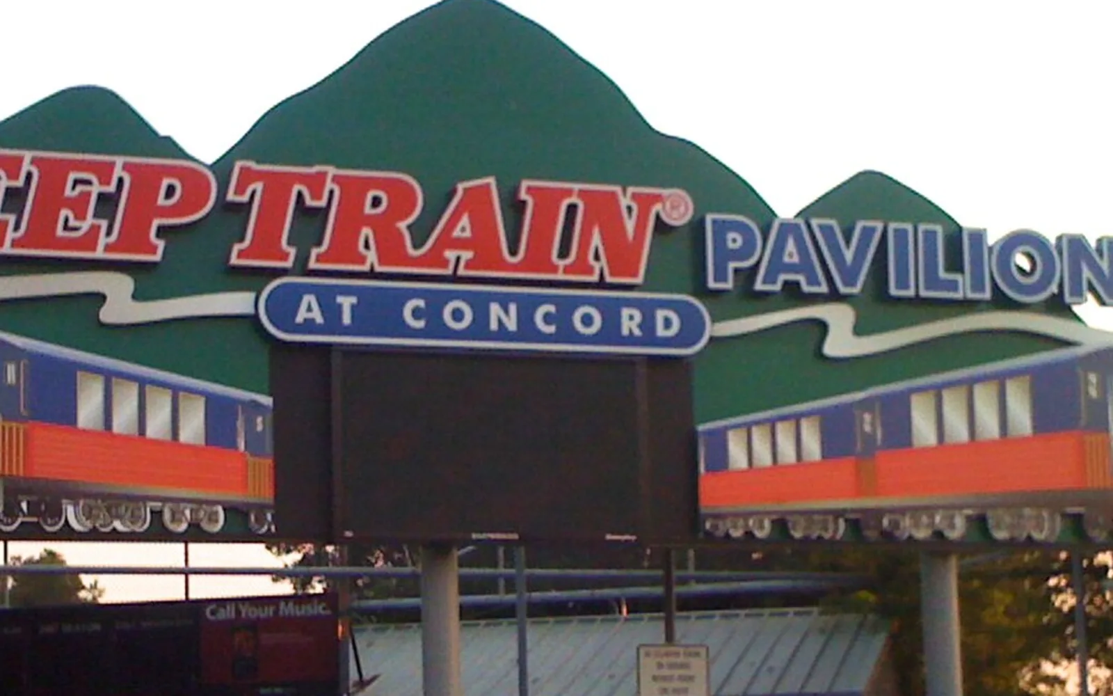 Detail of the historical Sleep Train Pavilion sign at Concord Pavilion.